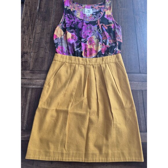 Anthropologie Floral Silk & Cotton Dress By Tabitha Size 6 - Picture 1 of 5